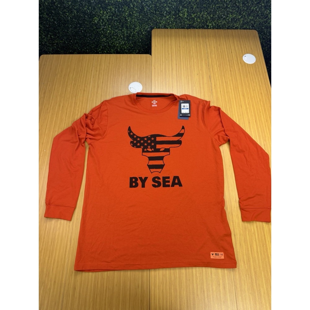 Under Armour Men Project Rock Veterans Day By Sea Long Sleeve T-Shirt Orange XL